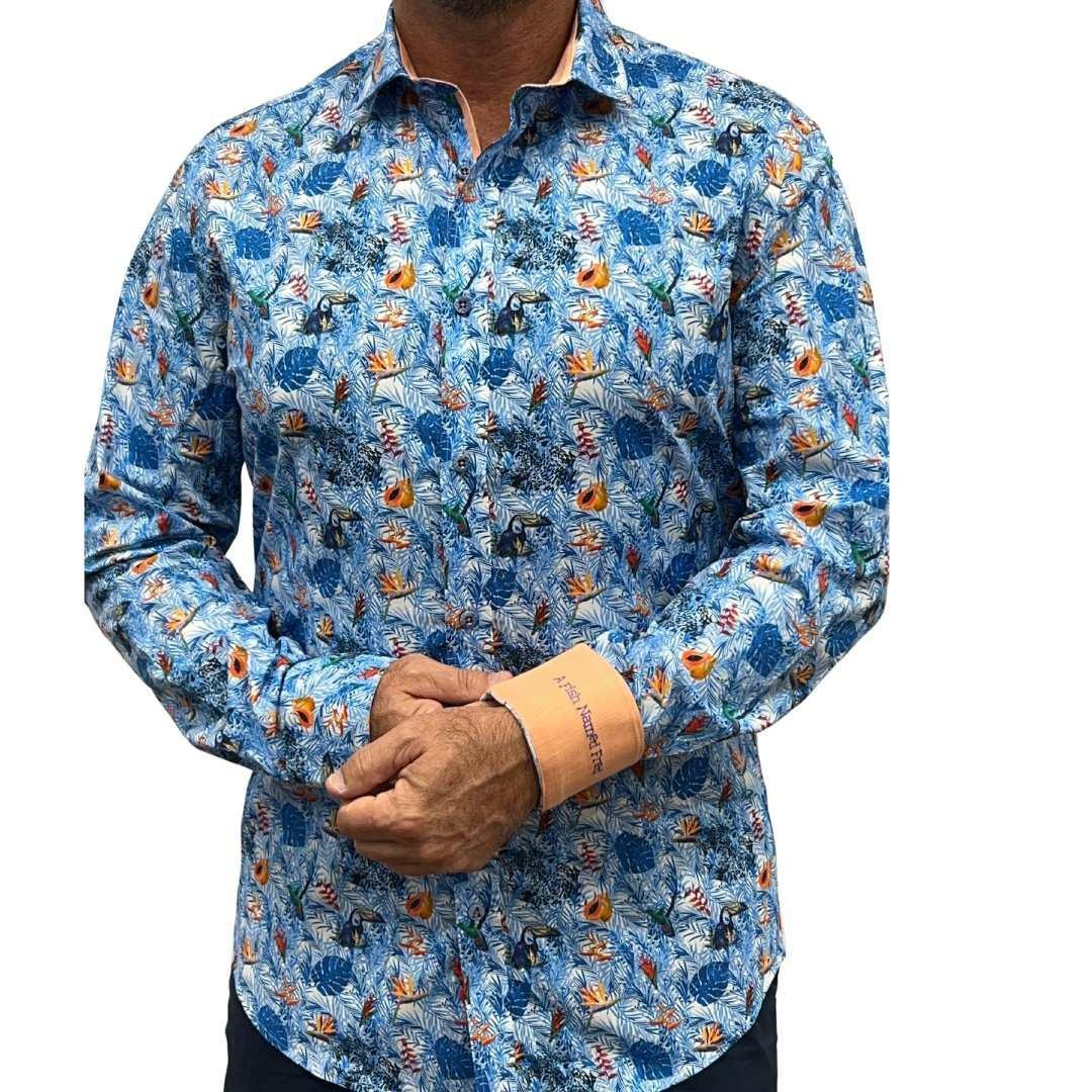 A Fish Named Fred Afi Jungle Lt Blue L/S Shirt