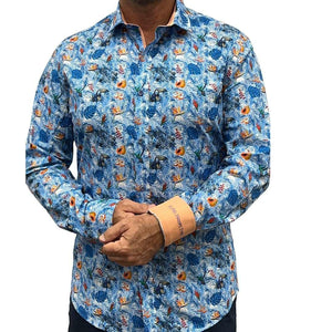 A Fish Named Fred Afi Jungle Lt Blue L/S Shirt