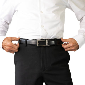 Buckle HAMILTON Black. Auto Leather Belt. 35mm width.