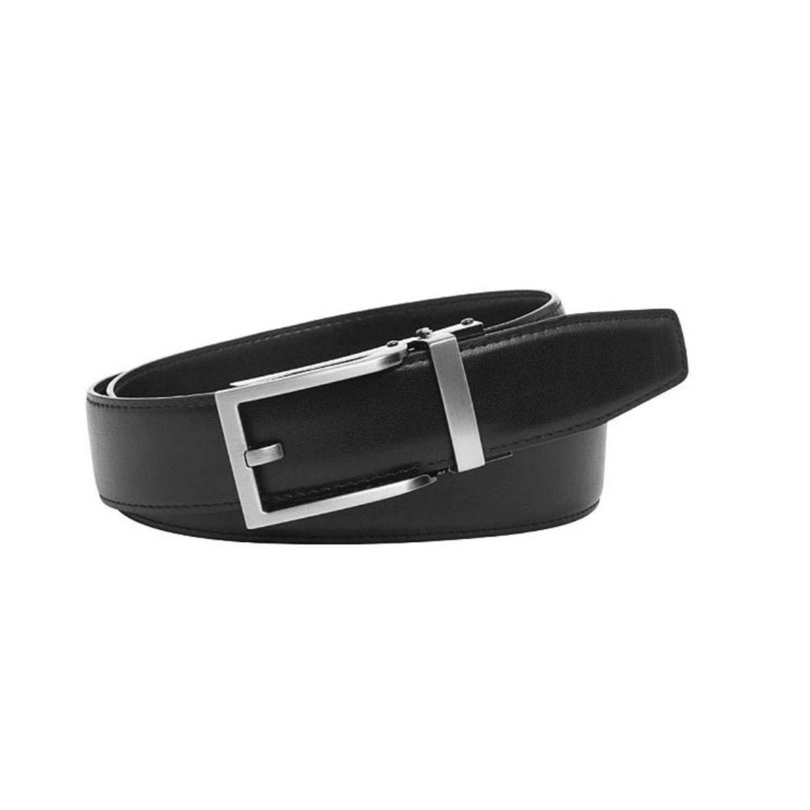 Buckle HAMILTON Black. Auto Leather Belt. 35mm width.