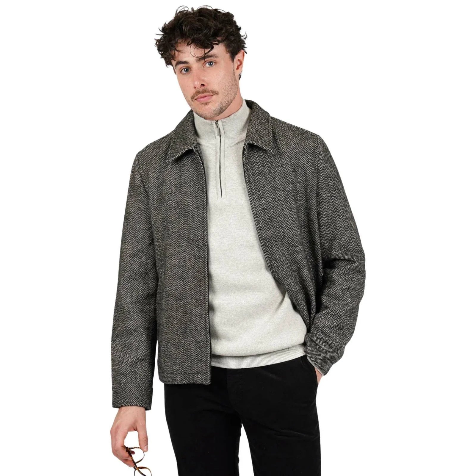 James Harper  Herringbone Zip Jacket