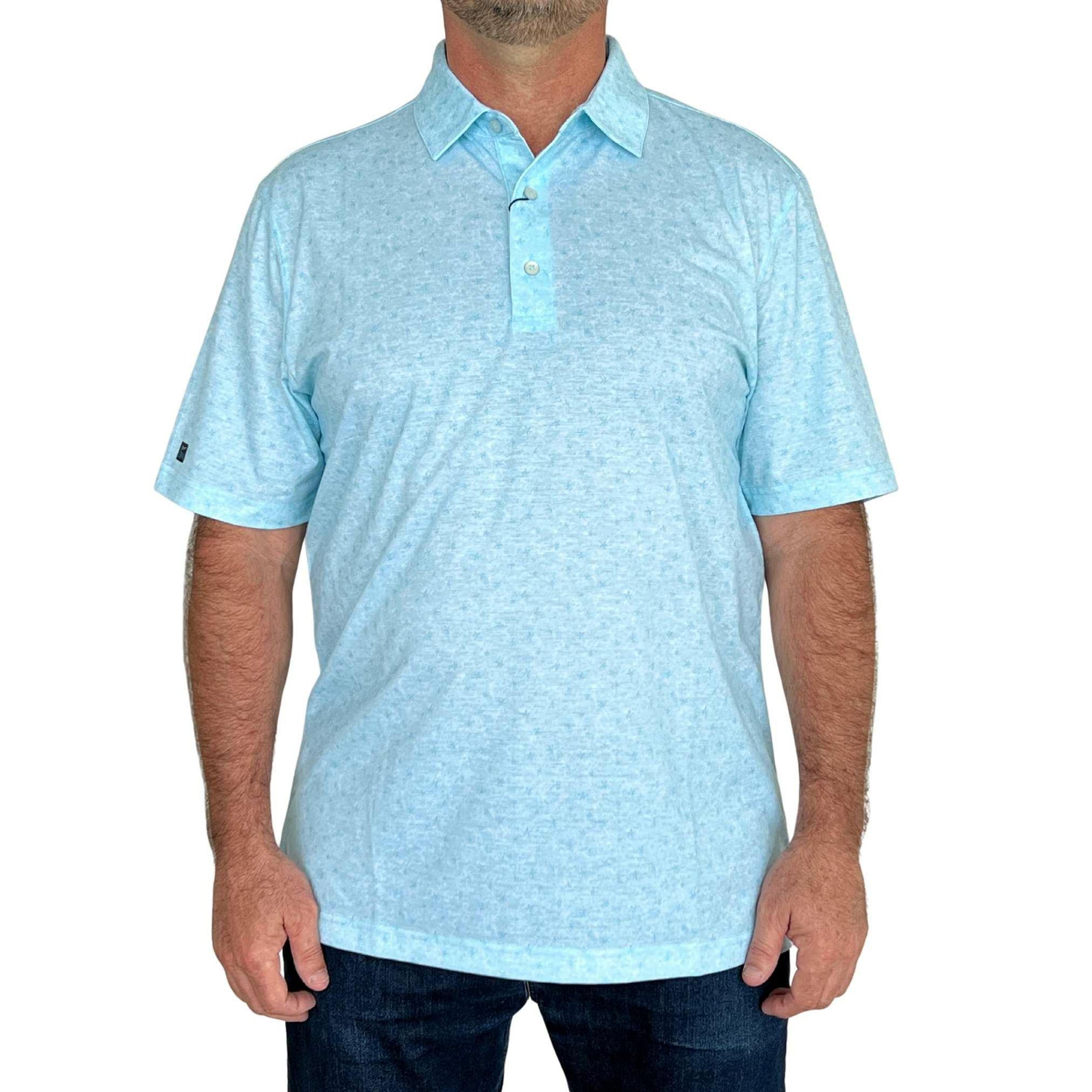 New Men's Greg Norman ML75 Lab Shark Shadow Polo Golf Shirt - Light Blue -  G7523K362 - Dallas Golf Company