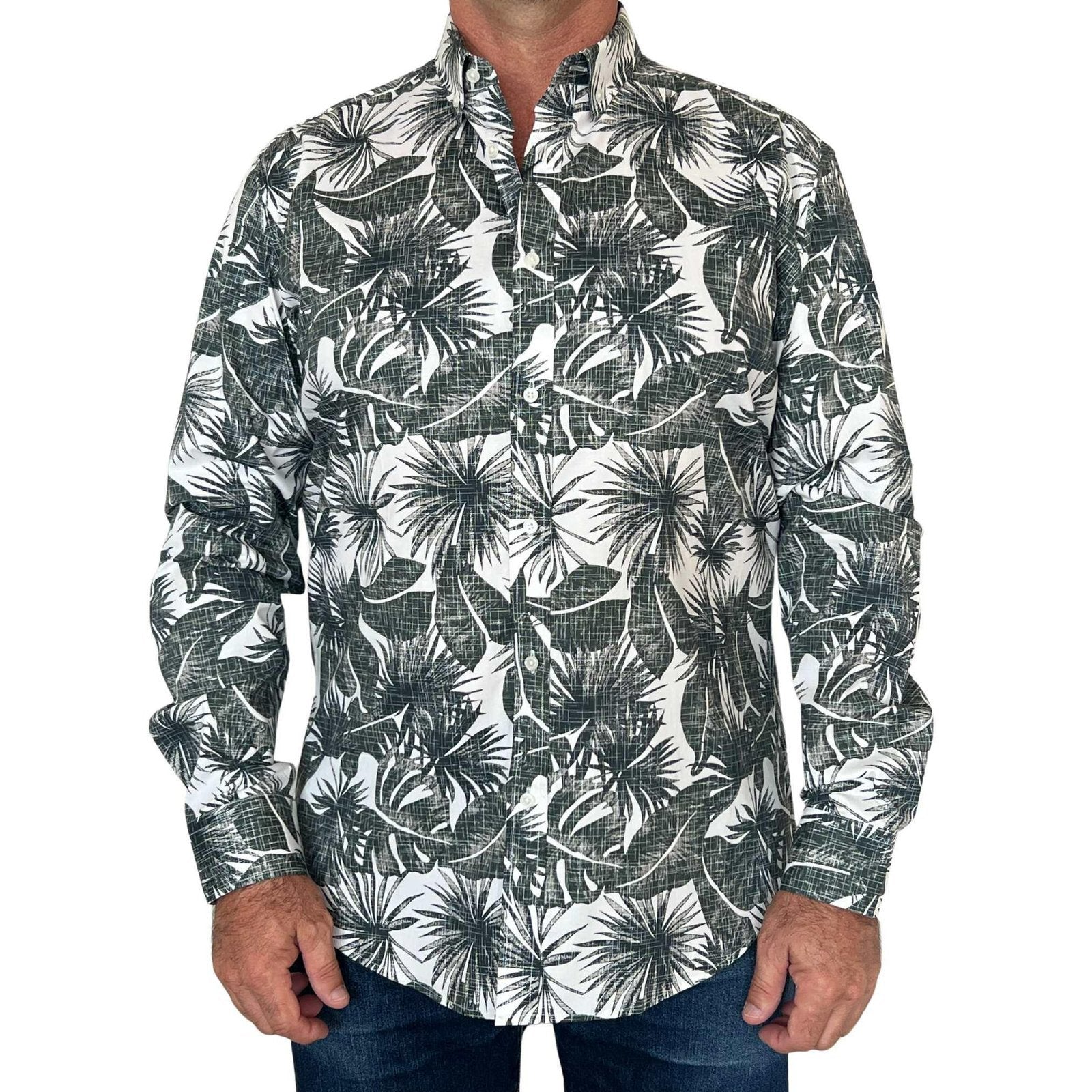 Mechmoto  Stretch Leaf Print L/S Shirt
